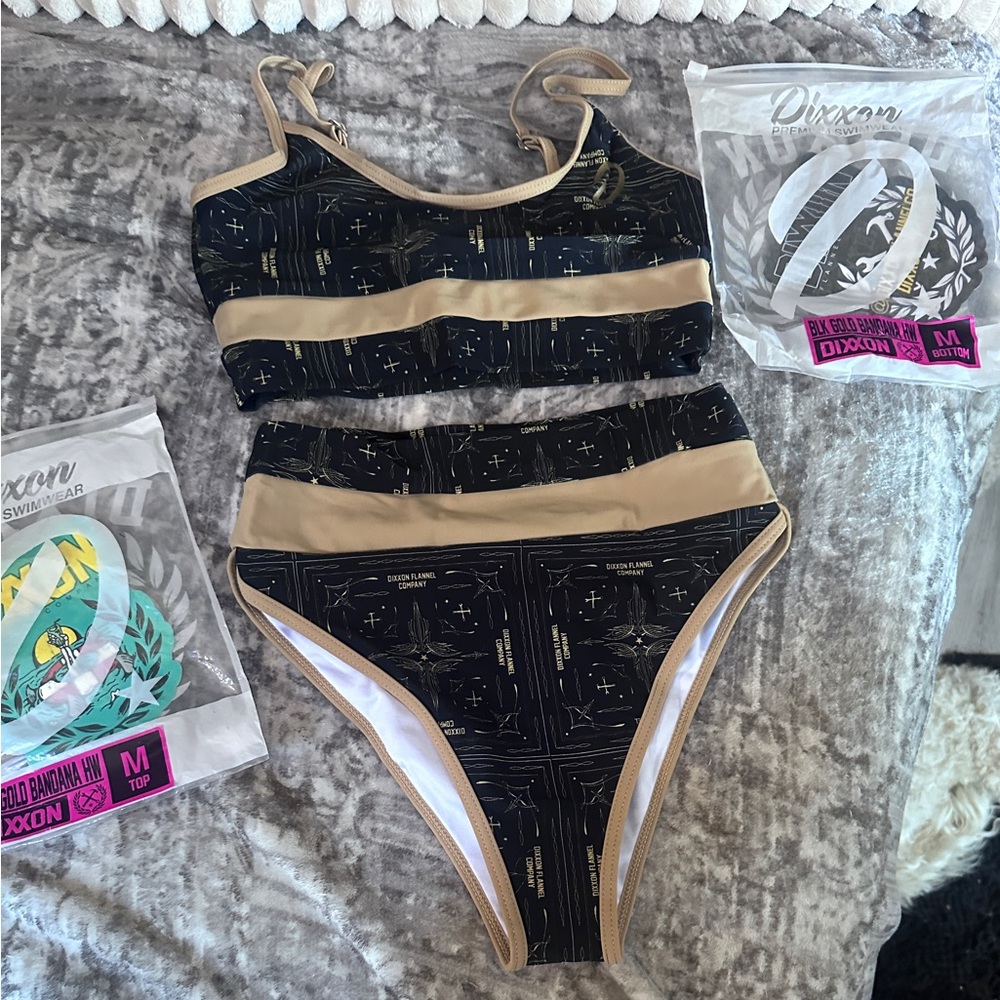 DIXXON Women's Bikini - Black and Tan Constellation